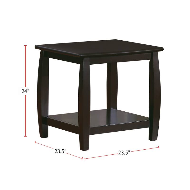 Wood End Table with Bottom Shelf , Espresso