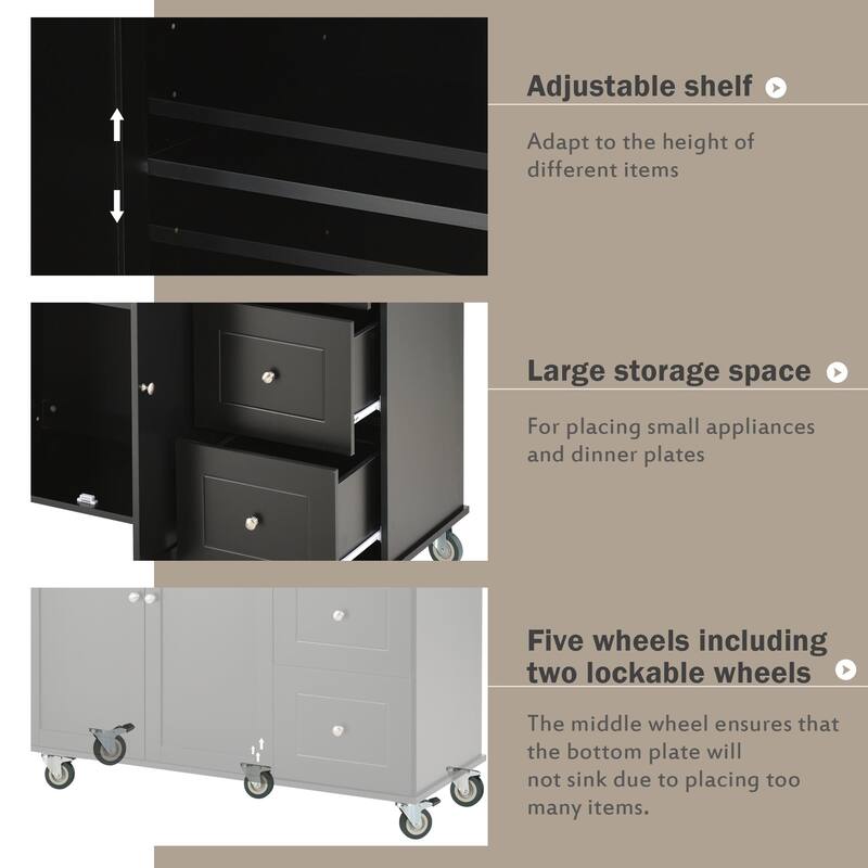 Multifunctional Kitchen Cart with Spice Rack and Adjustable Shelves