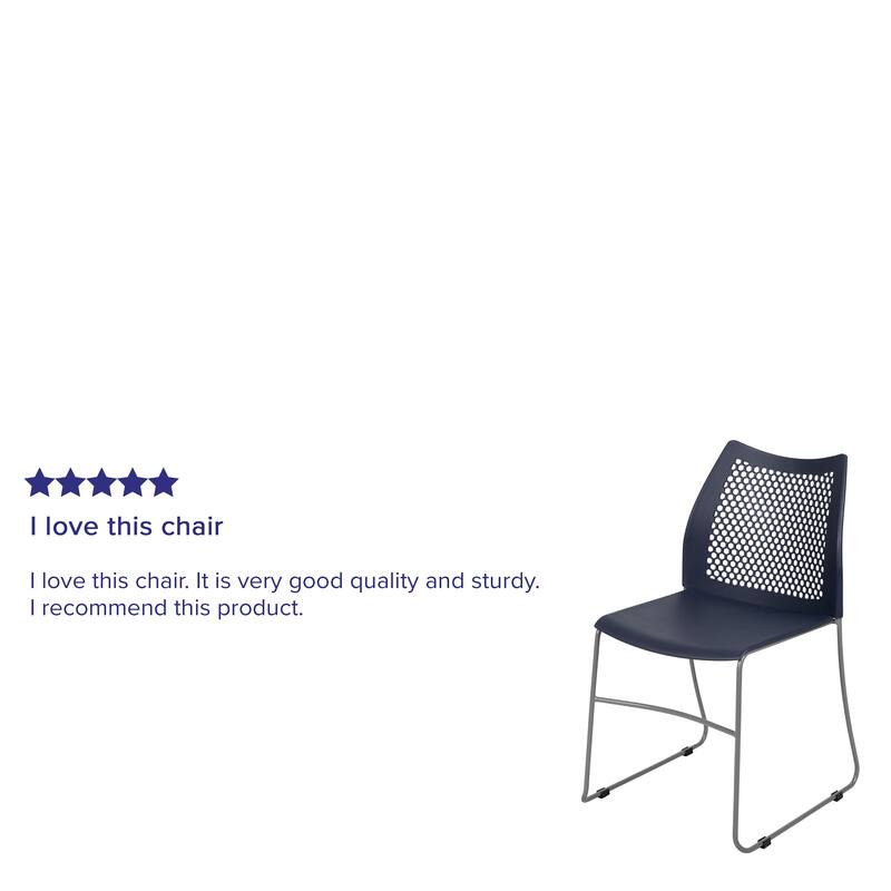 5 Pack 661 lb. Capacity Stack Chair with Air-Vent Back and Sled Base