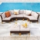 preview thumbnail 34 of 54, 11-Piece Outdoor Wicker Half-Round Furniture Set, Half-Moon Sectional Sofa Set All Weather Rattan Curved Conversation Sets 7 Seats - Type E