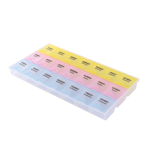 Household Plastic 21 Compartments Medicine Pill Storage Case Multicolor