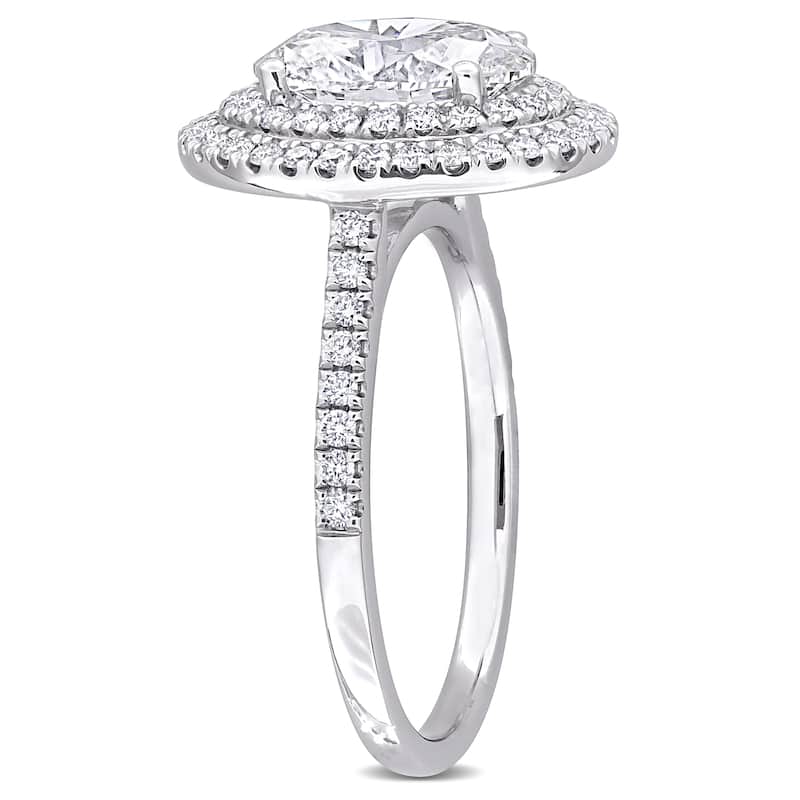 2 1/2ct TW Oval Lab-Grown Diamond Double Halo Engagement Ring in 14k White Gold
