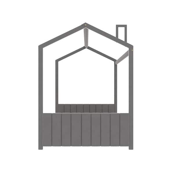 slide 2 of 16, Velvet Playhouse Full Bed with Headboard - Cozy Semi-Enclosed Design Gray