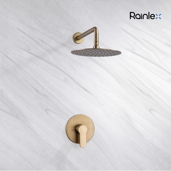 Rainlex Wall Mounted Rainfall Shower Head Gold Brushed Shower Fixture