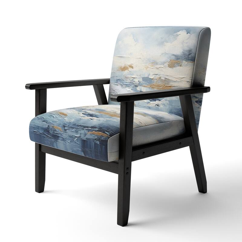 Designart "Beach Scandinavian Solitude III" Upholstered Abstract Accent Chair and Nautical & Coastal Arm Chair - Multiple Color