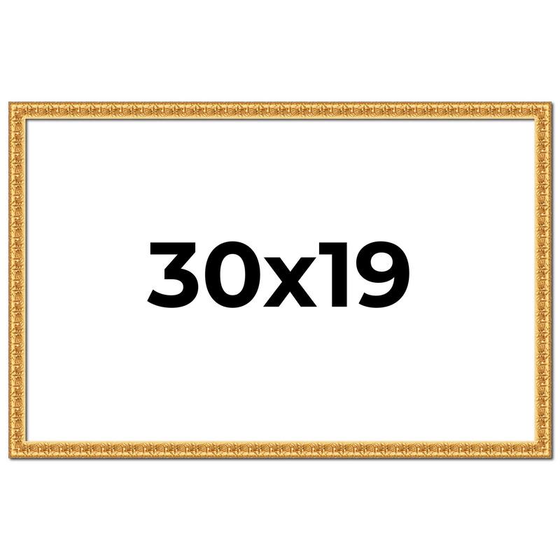 30x19 Frame Gold Real Wood Picture Frame Width 1 inches | Interior