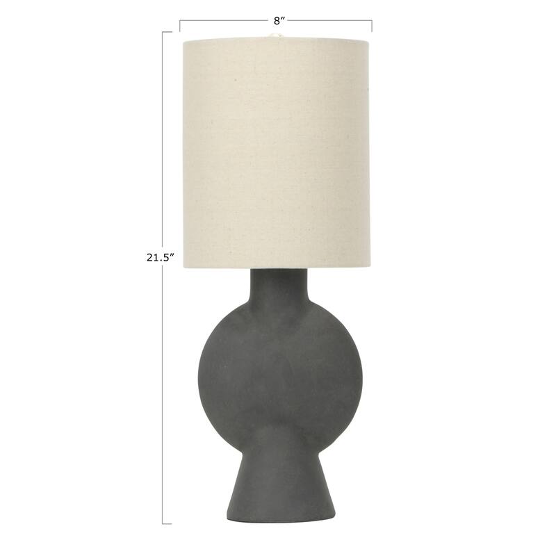 Terracotta Table Lamp with Linen Shade