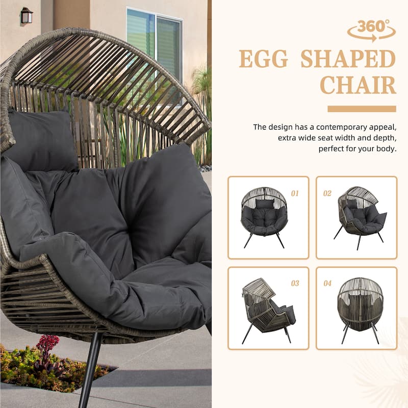 Futzca Wicker Egg Chair with Cushion