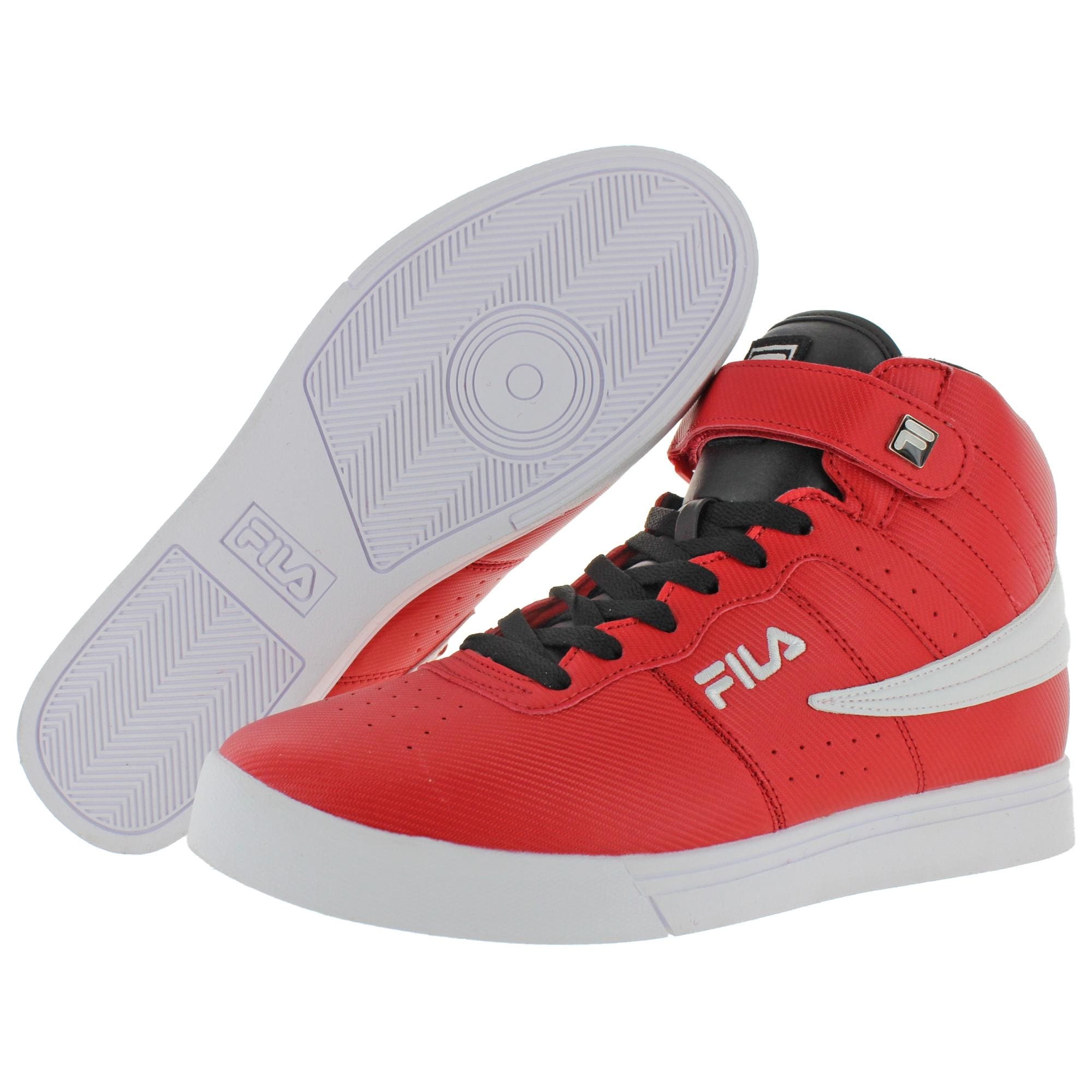 red and black fila high tops