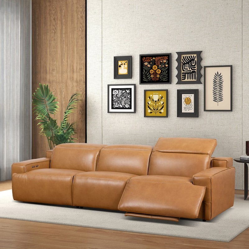 GDFStudio - Urbana Top-Grain Leather Triple Power Recliner Sofa