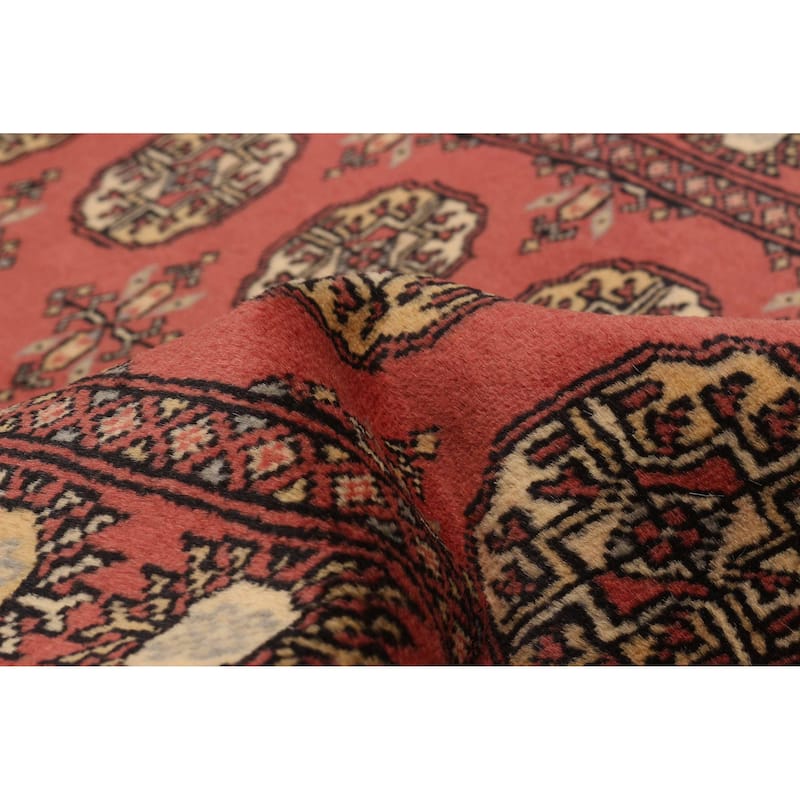 ECARPETGALLERY Hand-knotted Peshawar Bokhara Coral Wool Rug - 2'8 x 8'2