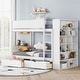 preview thumbnail 14 of 24, Twin over Twin Bunk Bed Kids Bed Frame with Side Bookcase Cabinet, Pull-out Drawers, Wooden Panel Bed for Kids Bedroom White - Twin