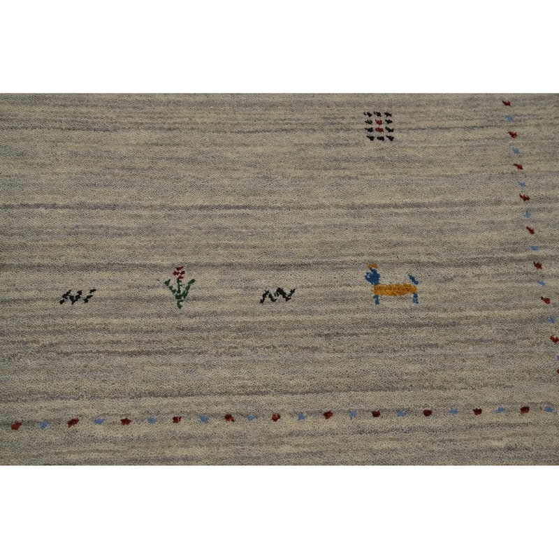 Hand Knotted Oriental 100% Wool Carpet Tribal Animal Pictorial Beige & Ivories Gabbeh Area Rug - 7' 9'' X 5' 0''