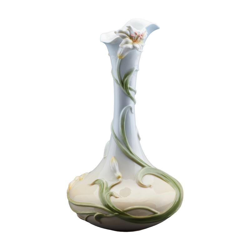 Charis 11.42" height Lily Wide Base Flute Vase bronze Fine Porcelain