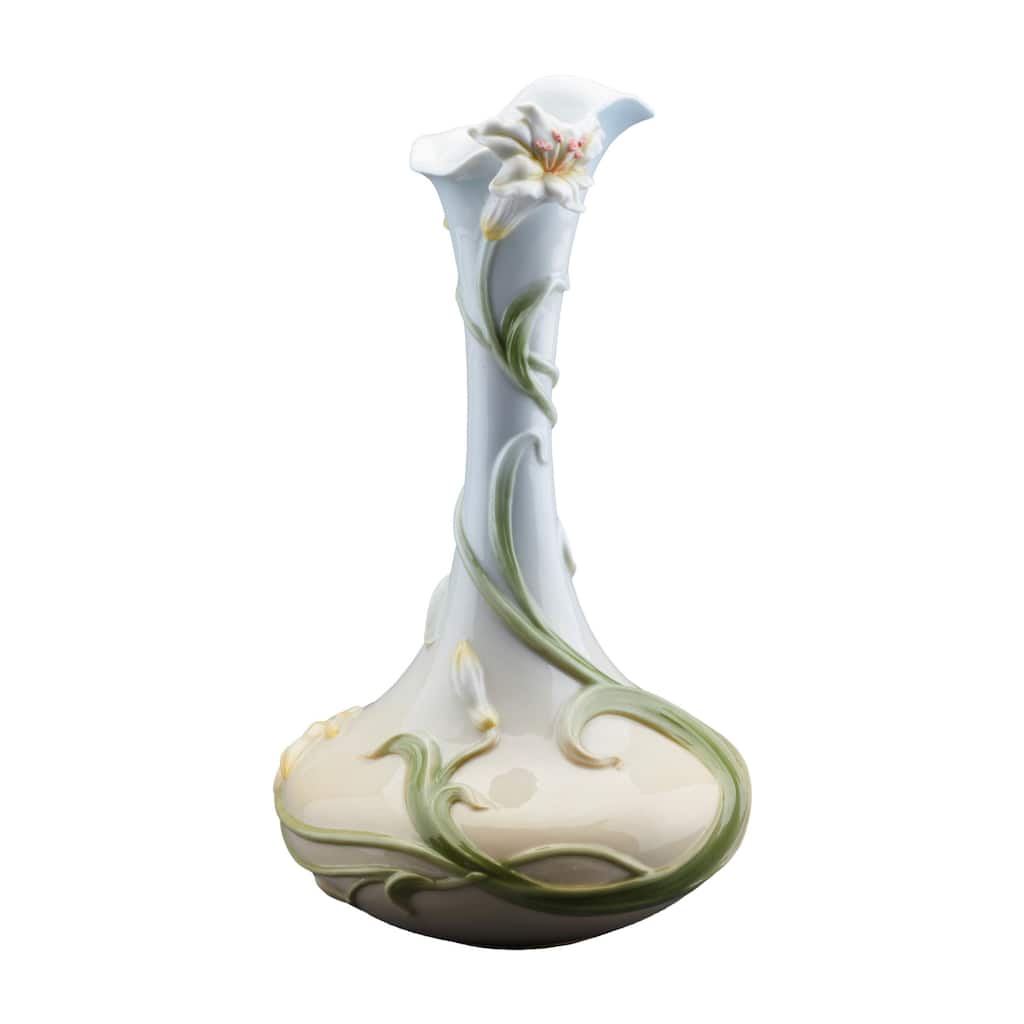 Charis 11.42" height Lily Wide Base Flute Vase bronze Fine Porcelain