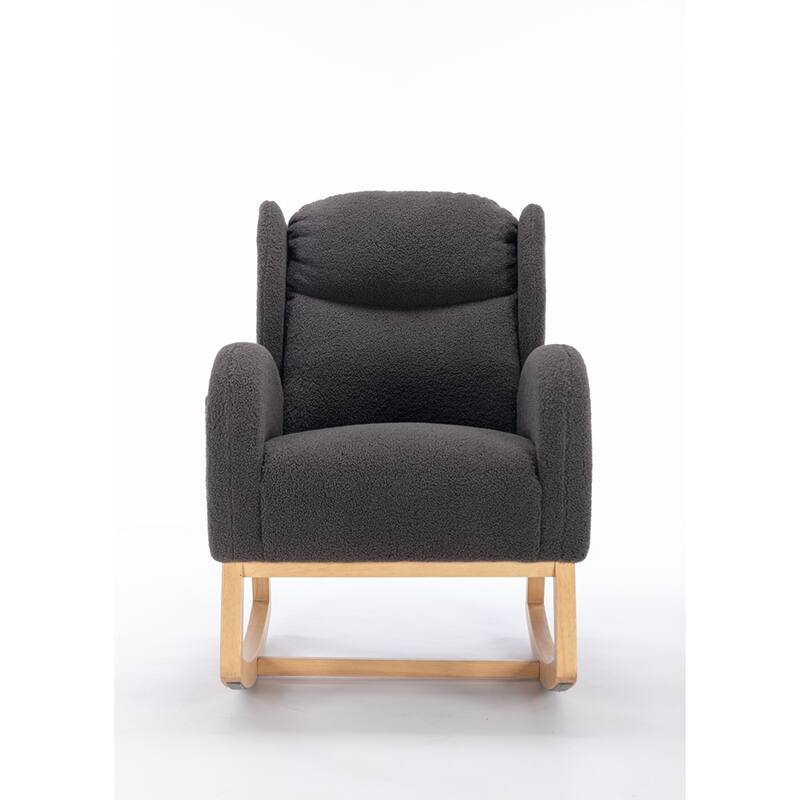 Modern Teddy Fabric Rocking Chair With Packet Wood Leg
