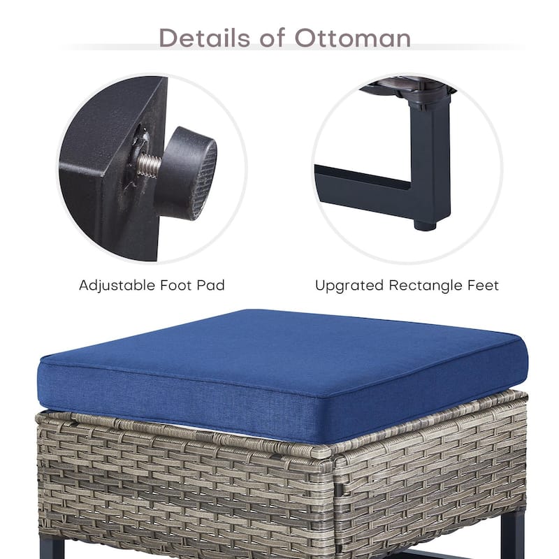 Gymojoy Outdoor Rattan Wicker Ottoman Seat