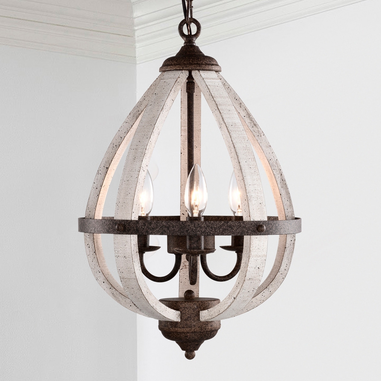 Zammy 13 Inch Farmhouse Rustic Water drop Pendant 3-Light