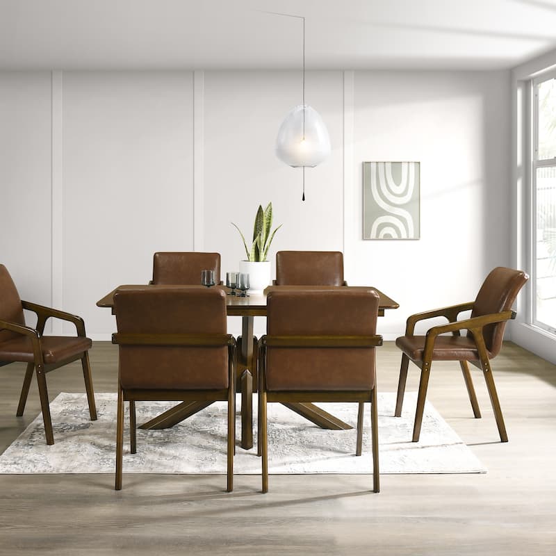CraftPorch Simple Rustic 7-piece Dining Set - Brown