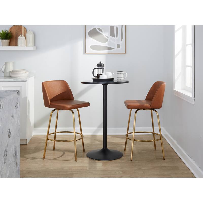 Silver Orchid Vallberga 26" Counter Stool with Gold Metal Base (Set of 2)
