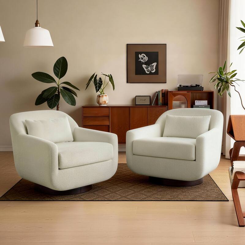 2 Set Modern Chenille Swivel Accent Chairs