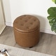 preview thumbnail 7 of 49, Adeco Faux Leather Round Storage Ottoman with Tufted Brown-Faux-Leather