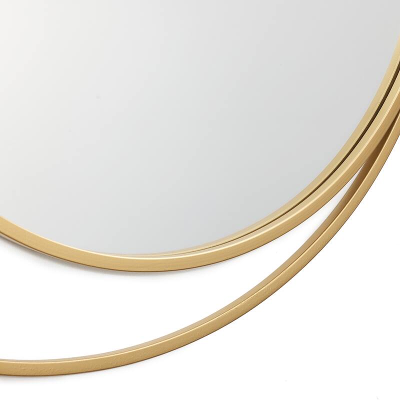 Orbit Modern Gold Metal Frame Round Wall Mirror - 25.6" H x 31.5" W x 0.79" D