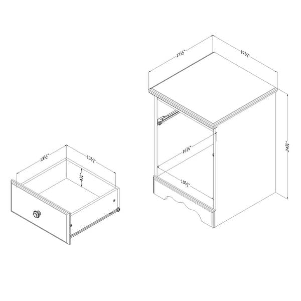 dimension image slide 1 of 2, South Shore Summer Breeze 1-Drawer Nightstand