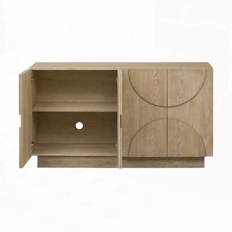 Wood Sideboard Cabinet with Semi-Circular Handles and Adjustable Shelves