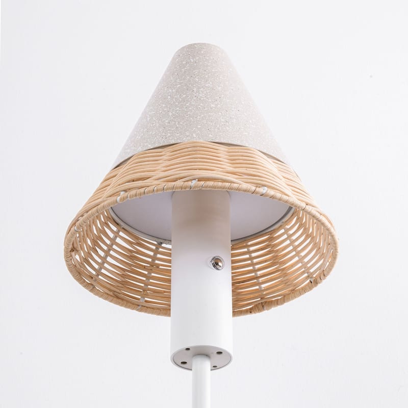 Rechargeable Linen and Rattan Floor Lamp