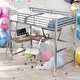 preview thumbnail 1 of 11, Twin Size Loft Metal & MDF Bed with Desk and Shelf,Sturdy Metal Frame,Safety for Kids,No Box Spring Needed,Silver Silver
