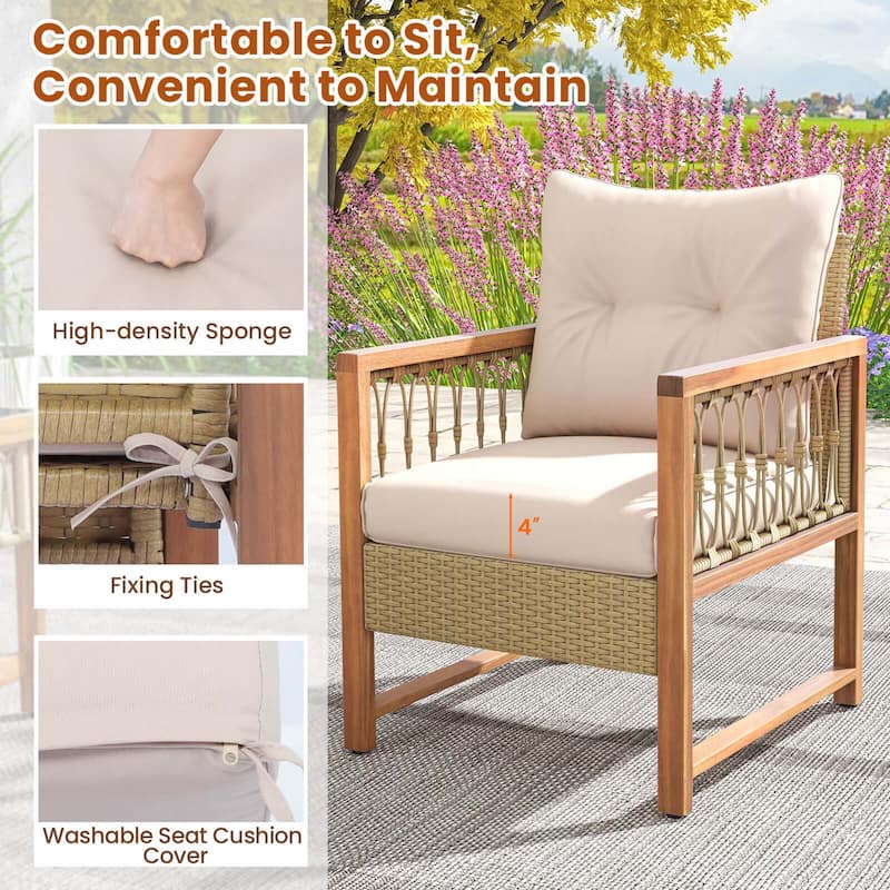 3PCS Patio Furniture Set Outdoor PE Wicker Conversation Bistro Set