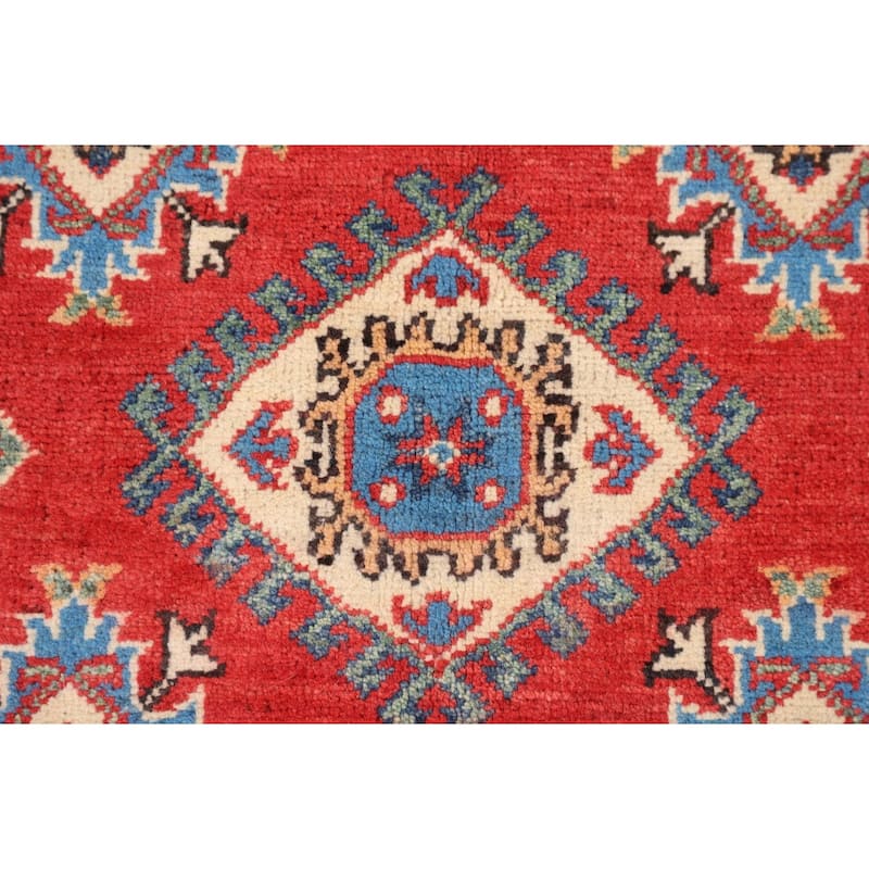 Geometric Kazak Rug Hand-Knotted Bedroom Wool Carpet - 5'2" x 7'0"