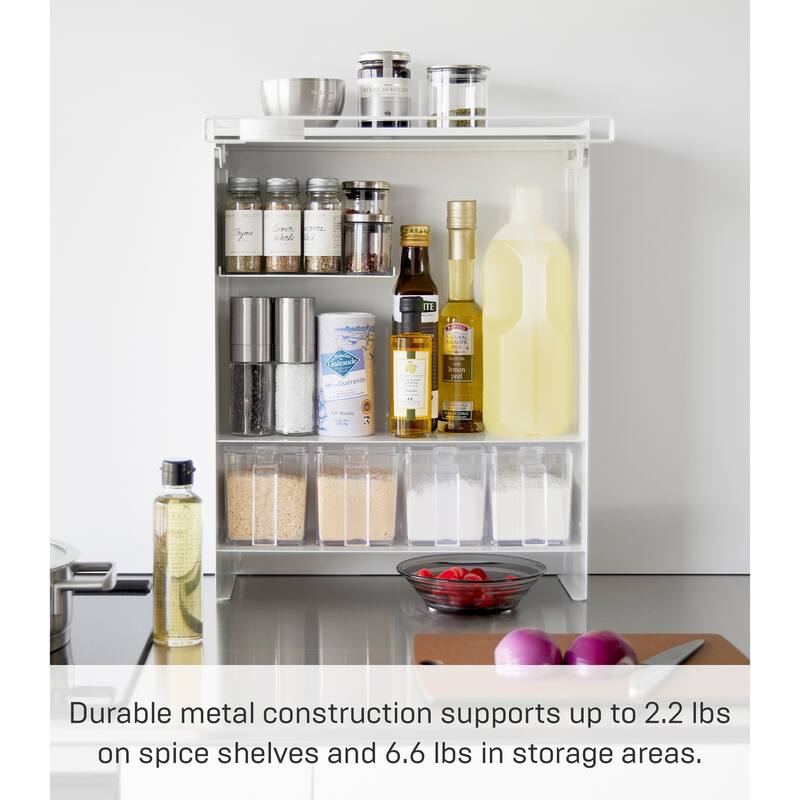 Yamazaki Home Concealable Spice Rack, Steel - L 6.42 x W 14.96 x H 19.37 inches