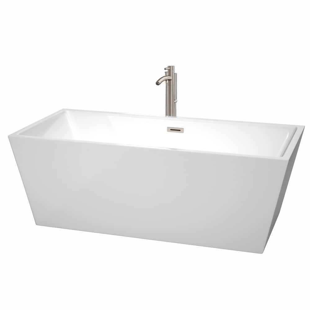Wyndham Collection Sara 67" Freestanding Soaking Tub with Tub Filler