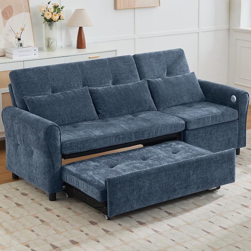 2-in-1 Sofa with Pull-Out Sleeper & Reversible Recliner by Harper&Bright Designs