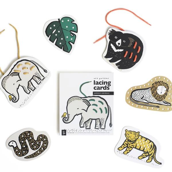 slide 2 of 4, Wee Gallery Lacing Cards - Jungle - Black