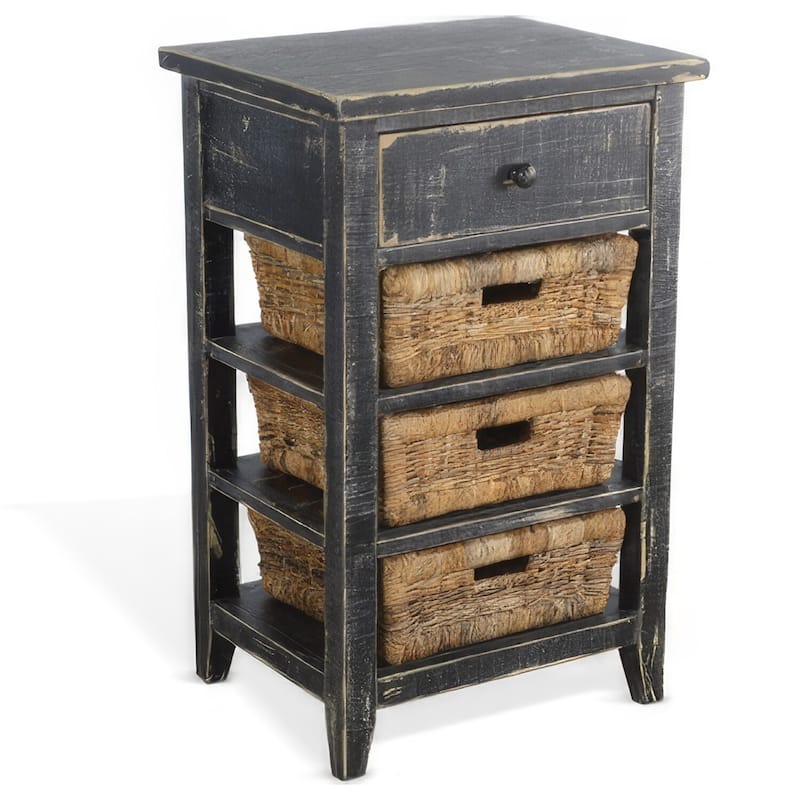 16 in. Black Rectangle Wood End Table, Sturdy Build End Side Table for Living Rooms