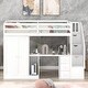 preview thumbnail 18 of 28, Wooden Twin Size Loft Kids Bed with Wardrobe, Desk, Storage Drawers, Staircase & Cabinet, Space-Saving Modern Design, Grey