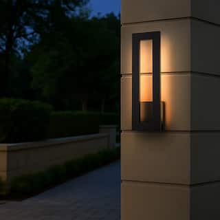 H20'' Modern Outdoor Integrated LED Wall Light 24W Matte Black Linear Sconce with Frosted Acrylic Shade Up/Down Wall Mount