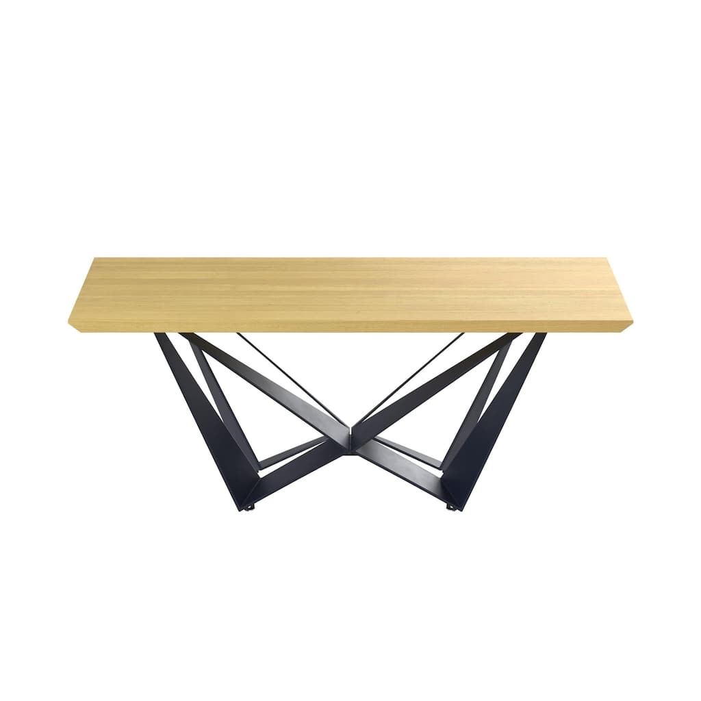 Dining Table with Natural Wood top and black metal legs - Yellow