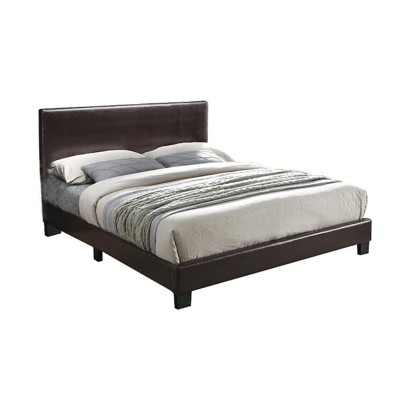 Faux Leather Upholstered Bed in Brown