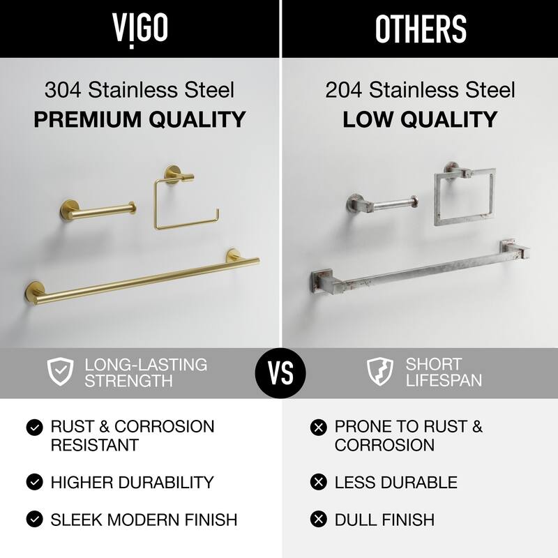 VIGO Elan 3-Piece Bathroom Hardware Accessory Set with 24 in. Towel Bar, Toilet Paper Holder, Hand Towel Holder