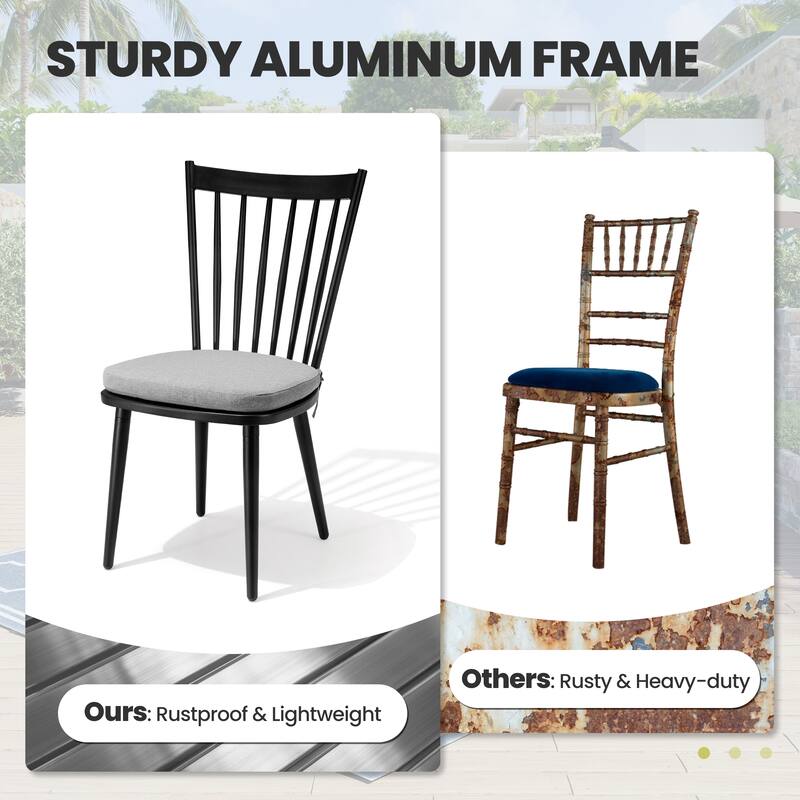Dining Chairs Aluminum Armless with Cushion Outdoor Patio Kitchen Dining Room - See Picture