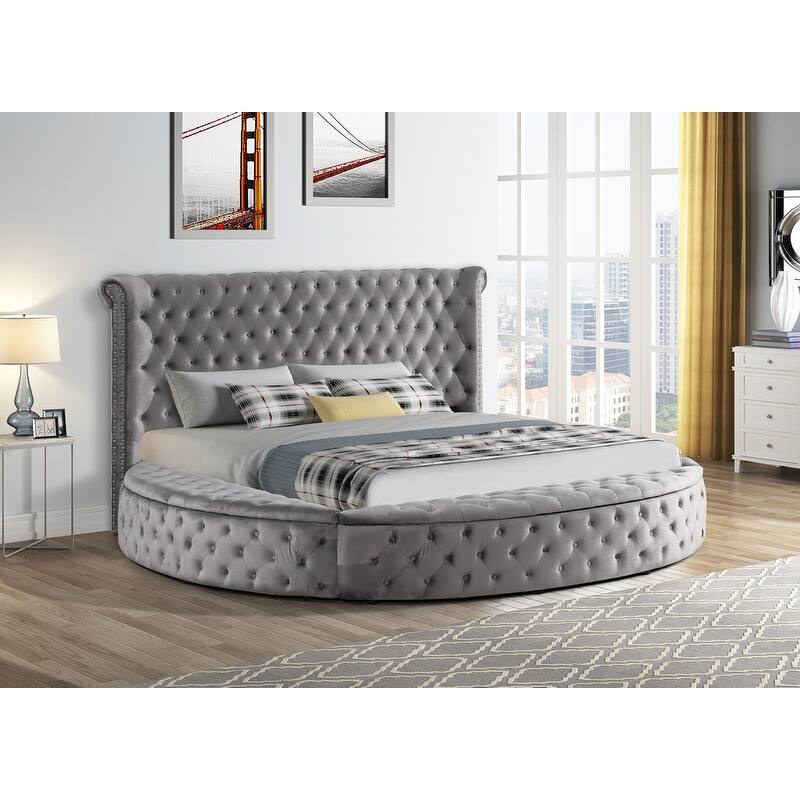 Best Master Furniture Rounded Platform Bed with Console Storage