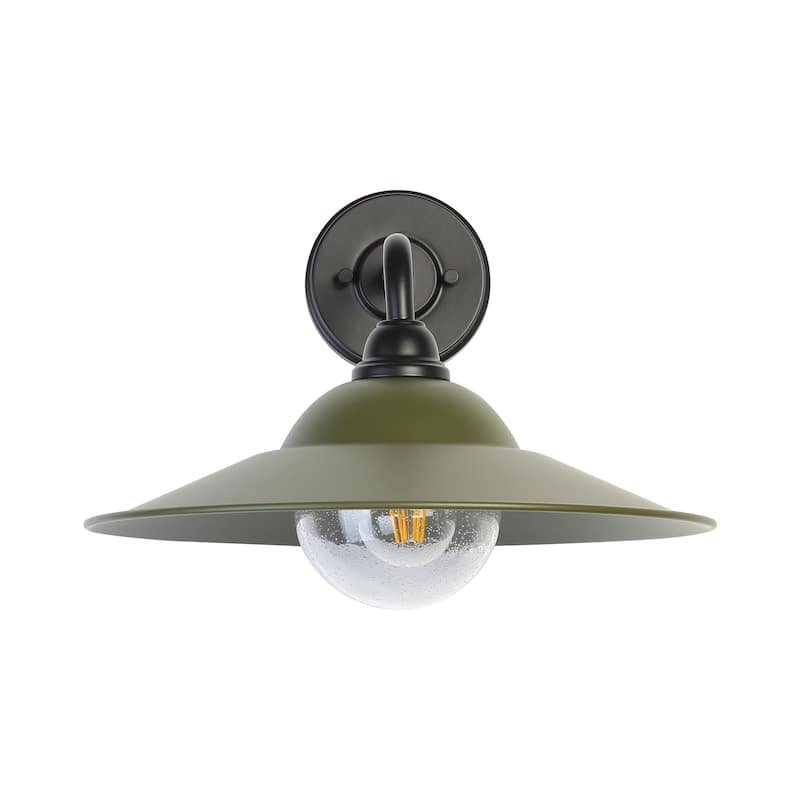 Golden Lighting 5096-OWL-MP Croma 12" Tall Outdoor Wall Sconce - Matte Black / Matte Pine / Seeded Bubble