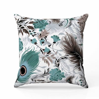 Feathered Opus Faux Suede Reversible Throw Pillow Green and Brown