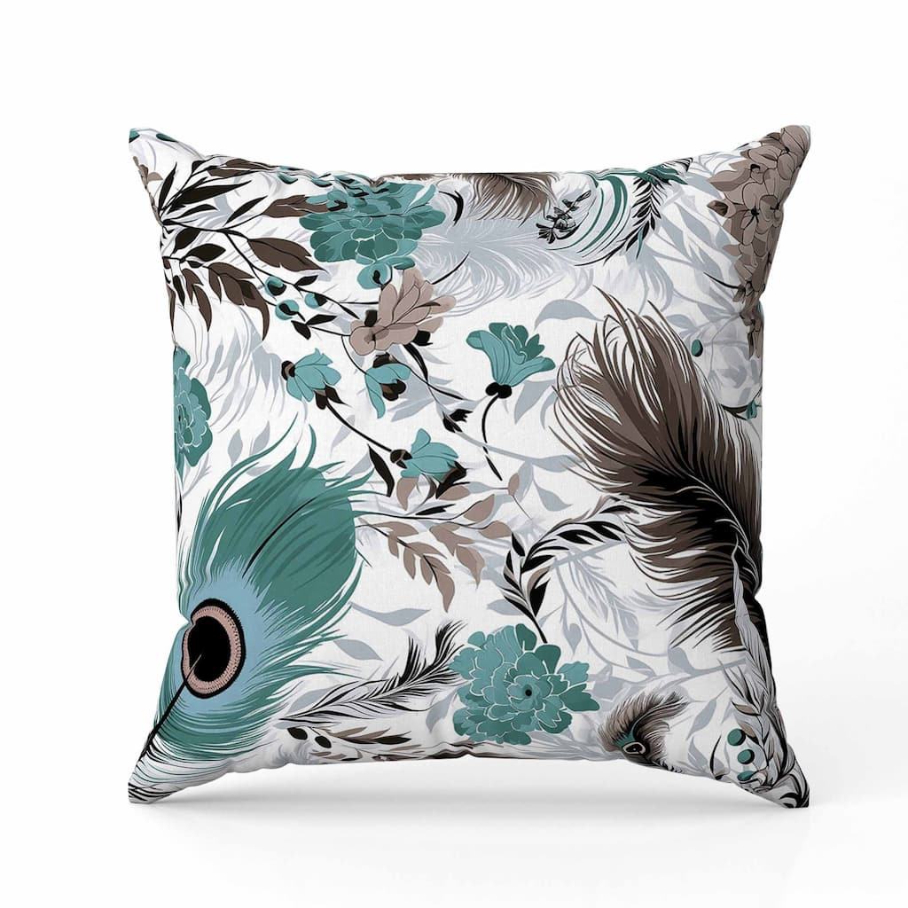 Feathered Opus Faux Suede Reversible Throw Pillow Green and Brown