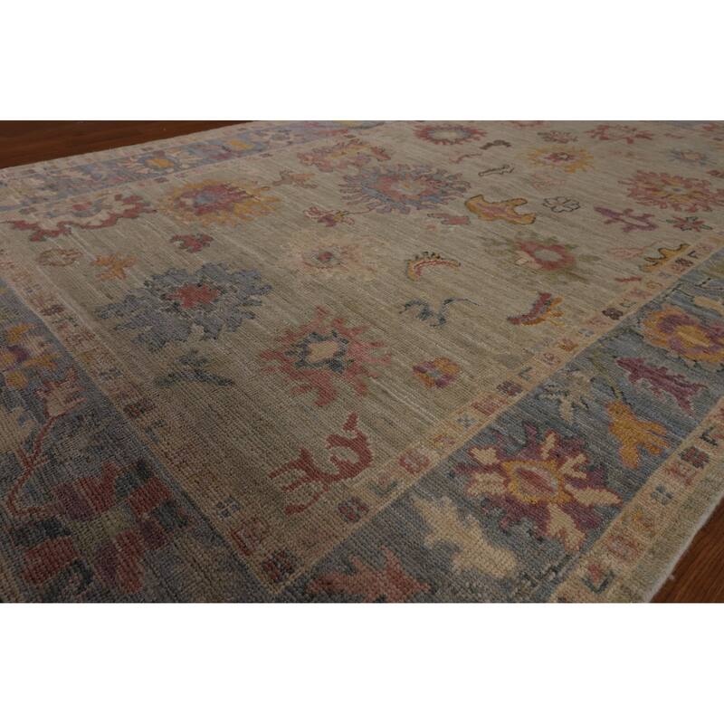 Transitional Oushak Turkish Area Rug Hand-Knotted Wool Carpet - 5'0"x 7'11"