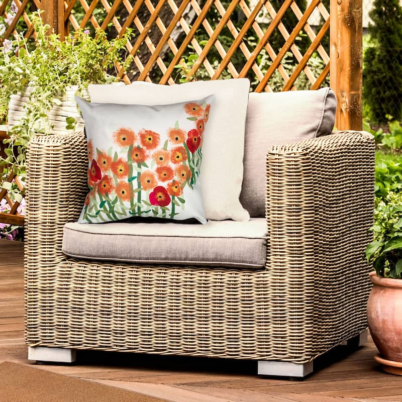 Liora Manne Visions III Poppies Indoor/Outdoor Pillow Red 20" Square - Accent - 20" x 20" - Polyester - Red